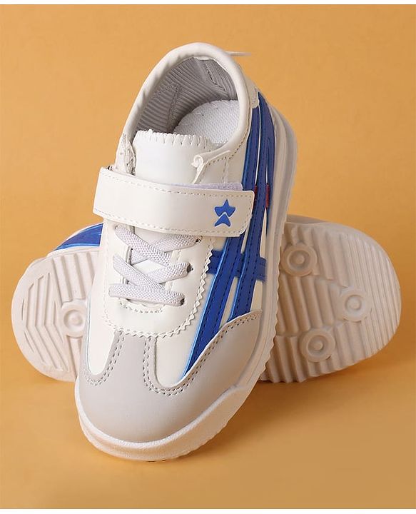 Cute Walk by Babyhug Velcro Closure Sneakers with Stripes - White