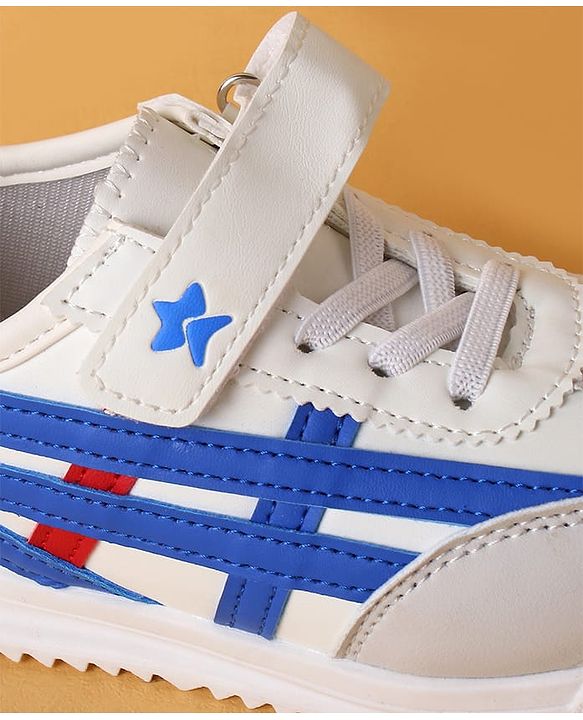 Cute Walk by Babyhug Velcro Closure Sneakers with Stripes - White
