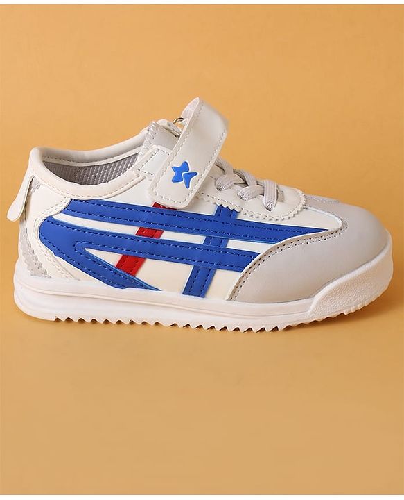 Cute Walk by Babyhug Velcro Closure Sneakers with Stripes - White
