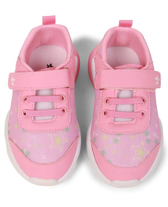 Cute Walk by Babyhug Velcro Closure Sneaker Shoes With Star Print - Pink
