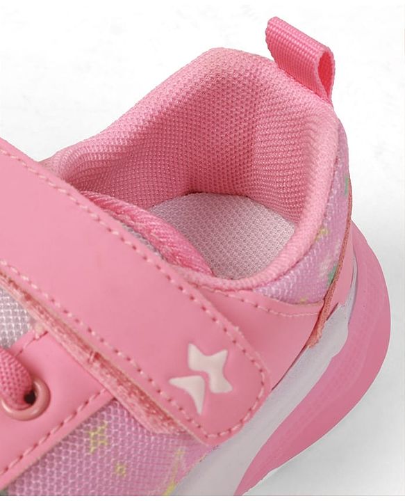 Cute Walk by Babyhug Velcro Closure Sneaker Shoes With Star Print - Pink