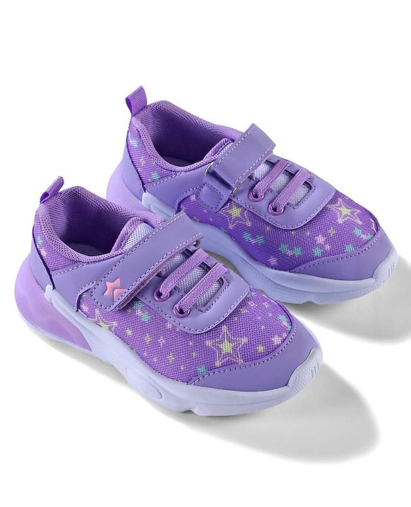 Cute Walk by Babyhug Velcro Closure Sneaker Shoes With Star Print - Pink