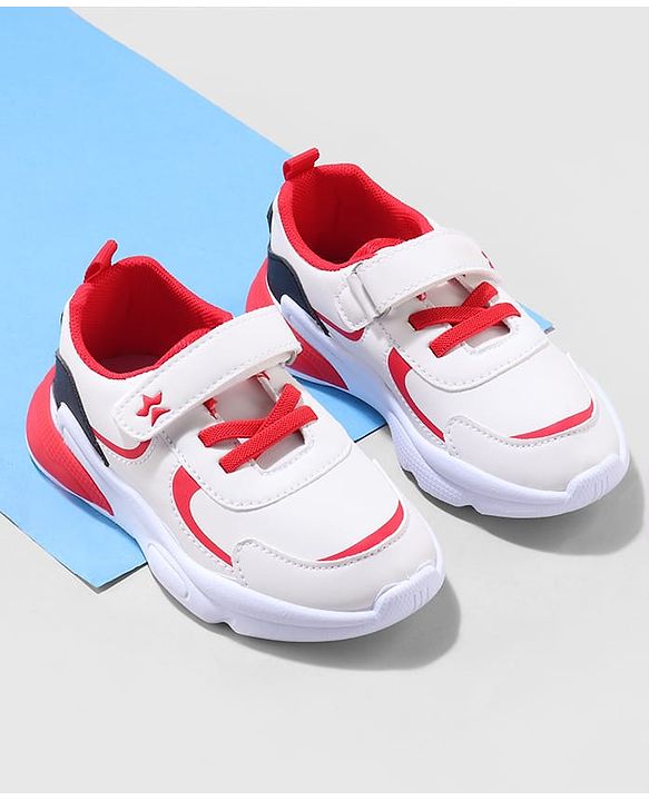 Cute Walk by Babyhug Sneaker Shoes with Velcro Closure - Red & White