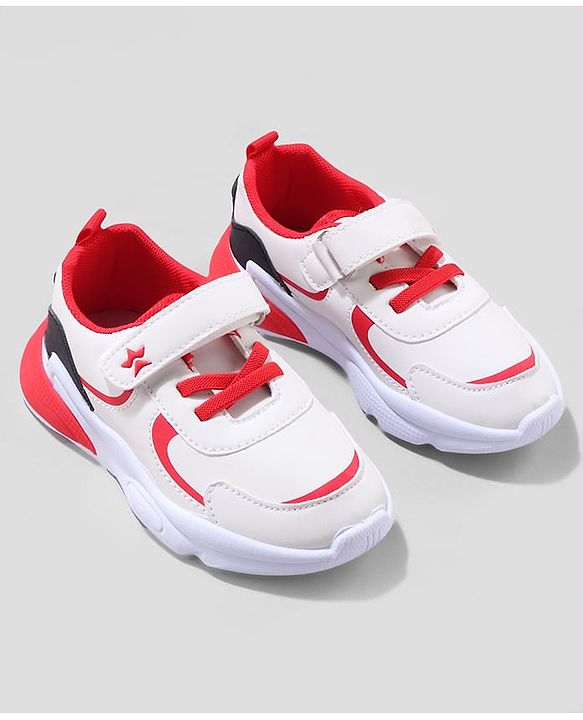 Cute Walk by Babyhug Sneaker Shoes with Velcro Closure - Red & White