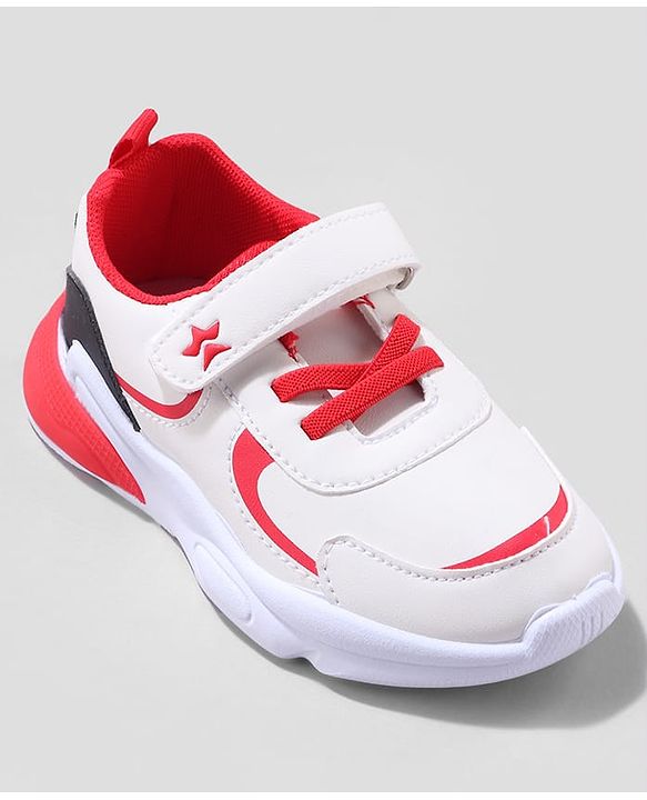 Cute Walk by Babyhug Sneaker Shoes with Velcro Closure - Red & White