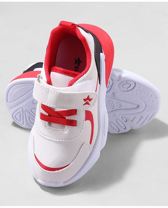 Cute Walk by Babyhug Sneaker Shoes with Velcro Closure - Red & White
