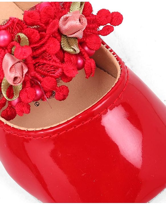 Cute Walk by Babyhug Slip On Booties with Floral Applique - Red