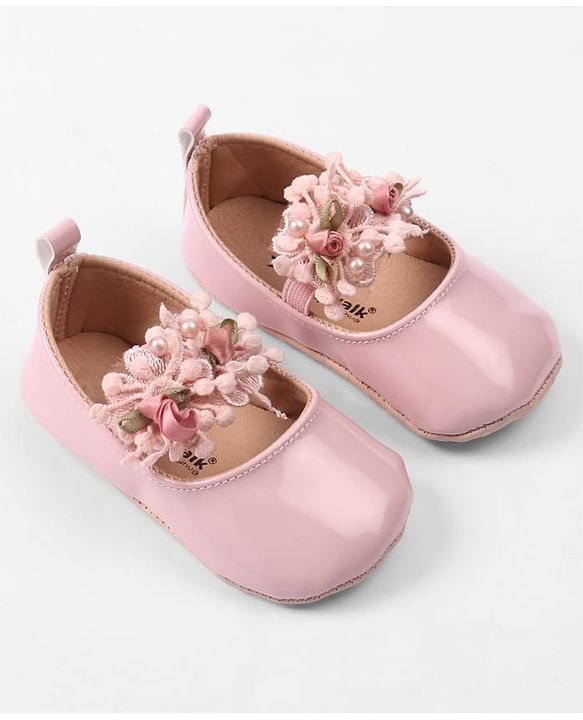 Cute Walk by Babyhug Slip On Booties with Floral Applique - Red