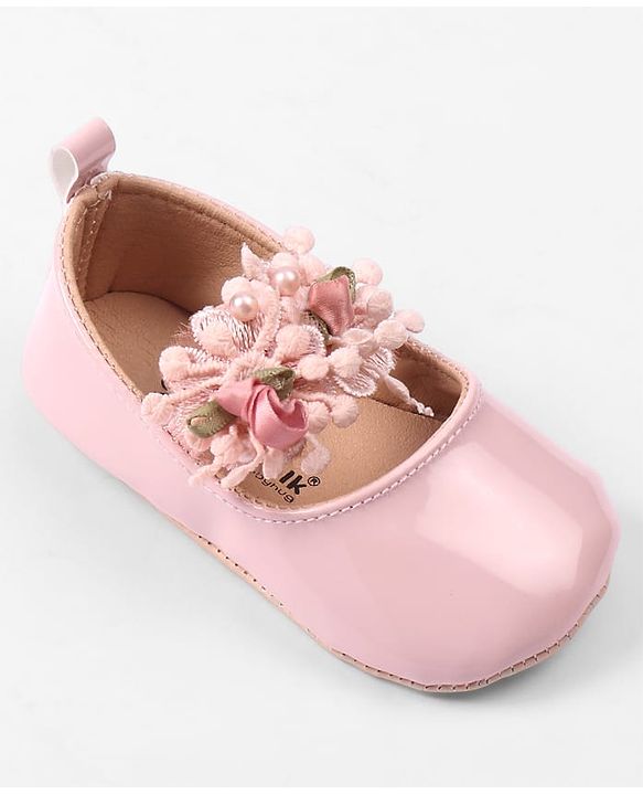 Cute Walk by Babyhug Slip On Booties with Floral Applique - Red
