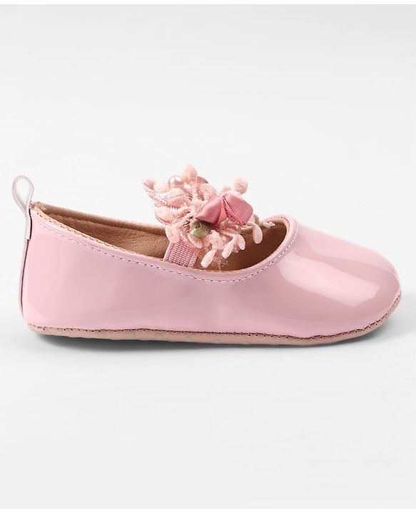 Cute Walk by Babyhug Slip On Booties with Floral Applique - Red