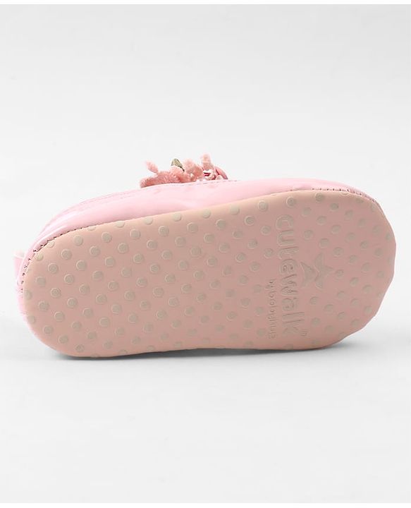Cute Walk by Babyhug Slip On Booties with Floral Applique - Red