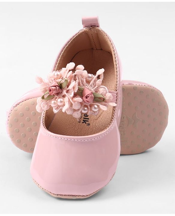 Cute Walk by Babyhug Slip On Booties with Floral Applique - Red