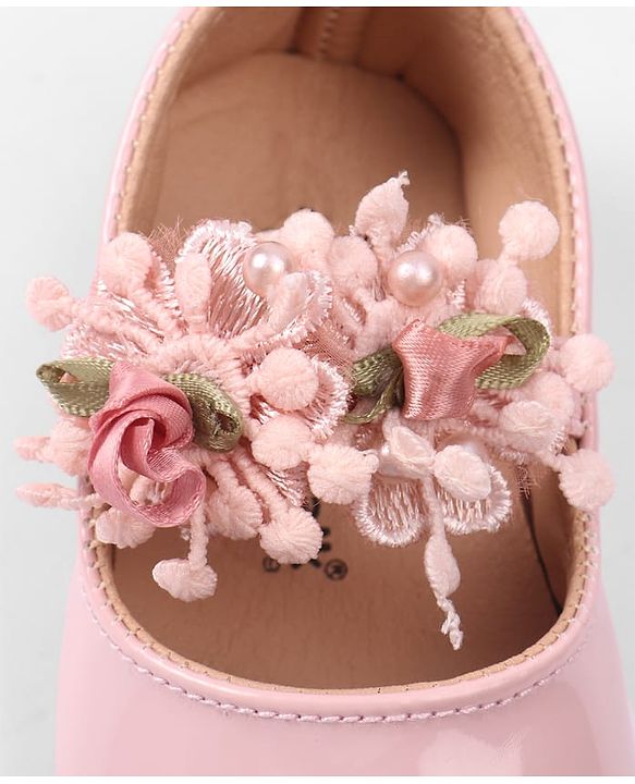 Cute Walk by Babyhug Slip On Booties with Floral Applique - Red