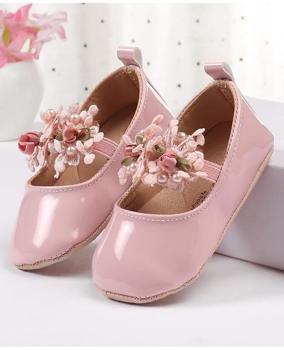 Cute Walk by Babyhug Slip On Booties with Floral Applique - Red