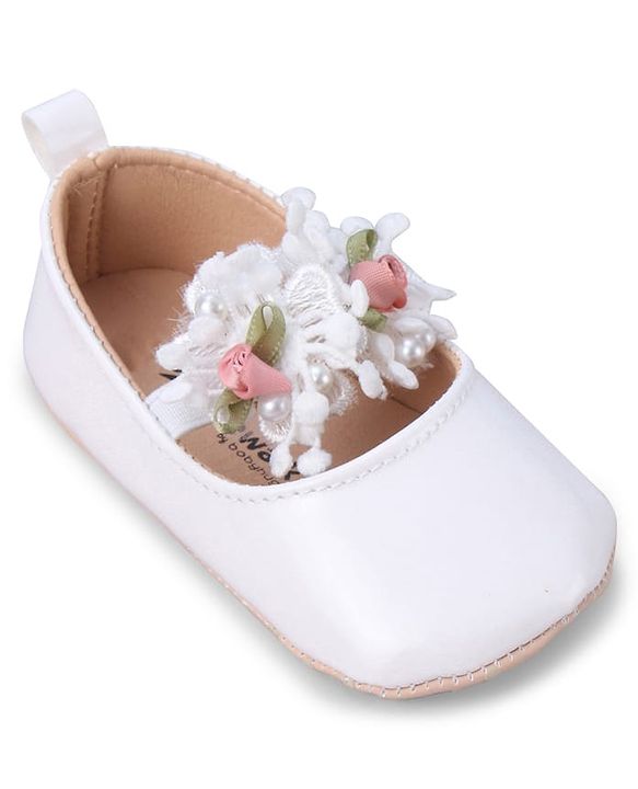 Cute Walk by Babyhug Slip On Booties with Floral Applique - Red