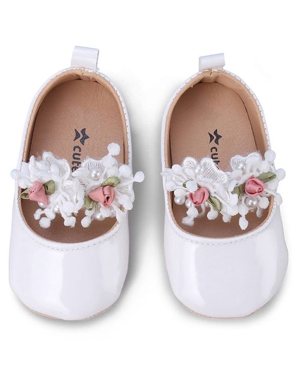 Cute Walk by Babyhug Slip On Booties with Floral Applique - Red