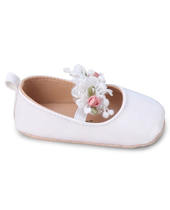 Cute Walk by Babyhug Slip On Booties with Floral Applique - Red