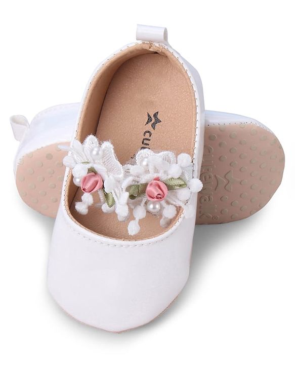 Cute Walk by Babyhug Slip On Booties with Floral Applique - Red