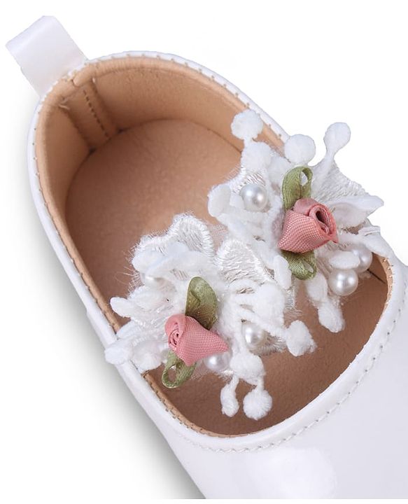 Cute Walk by Babyhug Slip On Booties with Floral Applique - Red
