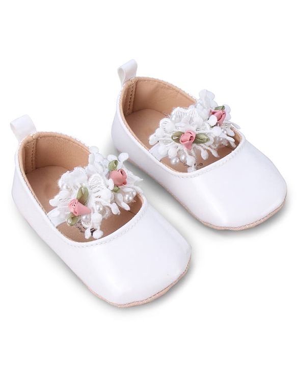 Cute Walk by Babyhug Slip On Booties with Floral Applique - Red