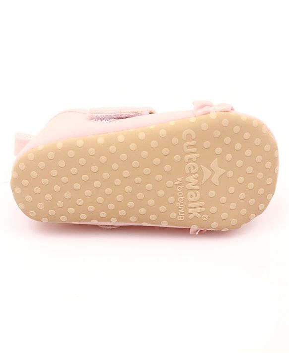 Cute Walk by Babyhug Velcro Closure Booties With Frills & Embellishments - Pink