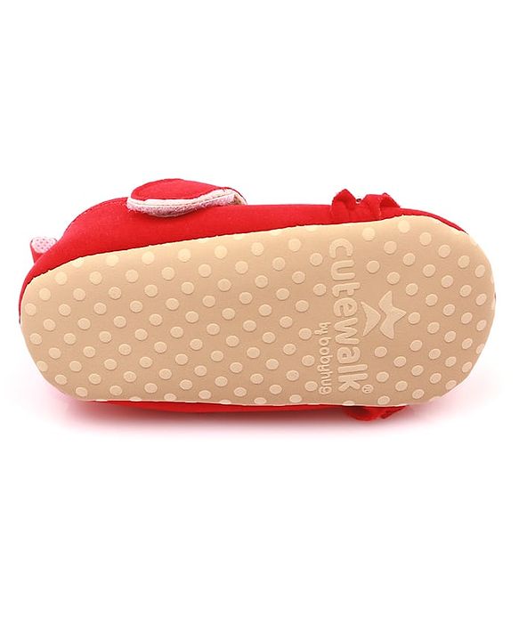 Cute Walk by Babyhug Velcro Closure Booties With Frills & Embellishments - Pink
