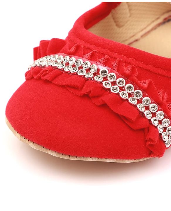 Cute Walk by Babyhug Velcro Closure Booties With Frills & Embellishments - Pink