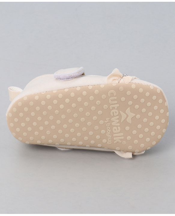 Cute Walk by Babyhug Velcro Closure Booties With Frills & Embellishments - Pink