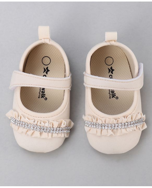 Cute Walk by Babyhug Velcro Closure Booties With Frills & Embellishments - Pink