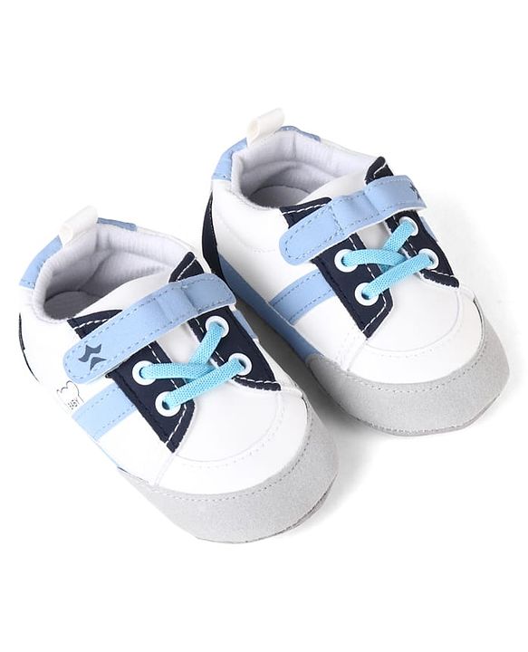 Cute Walk by Babyhug Booties with Velcro Closure & Lace Detailing - White & Pink