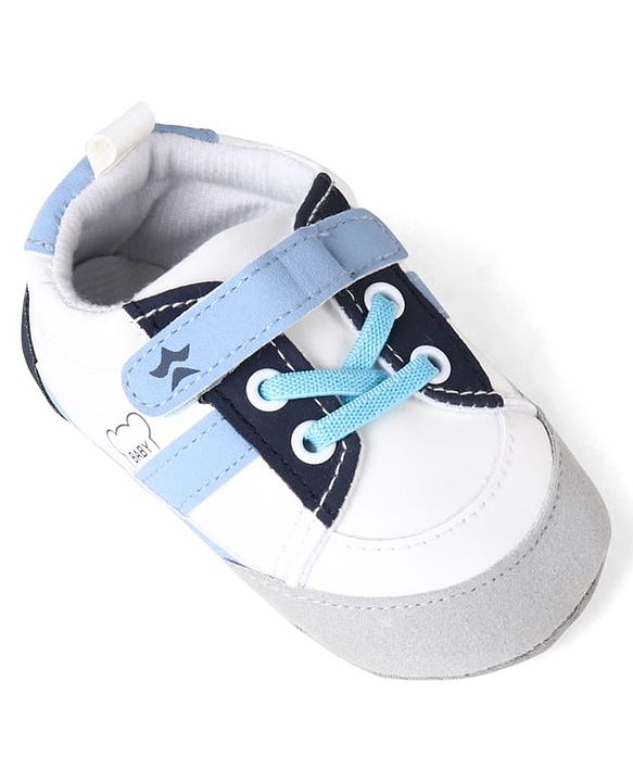 Cute Walk by Babyhug Booties with Velcro Closure & Lace Detailing - White & Pink