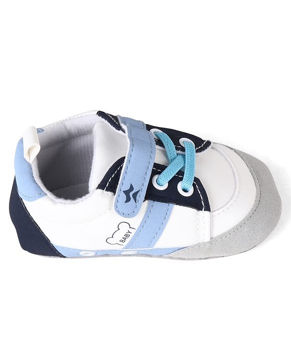 Cute Walk by Babyhug Booties with Velcro Closure & Lace Detailing - White & Pink