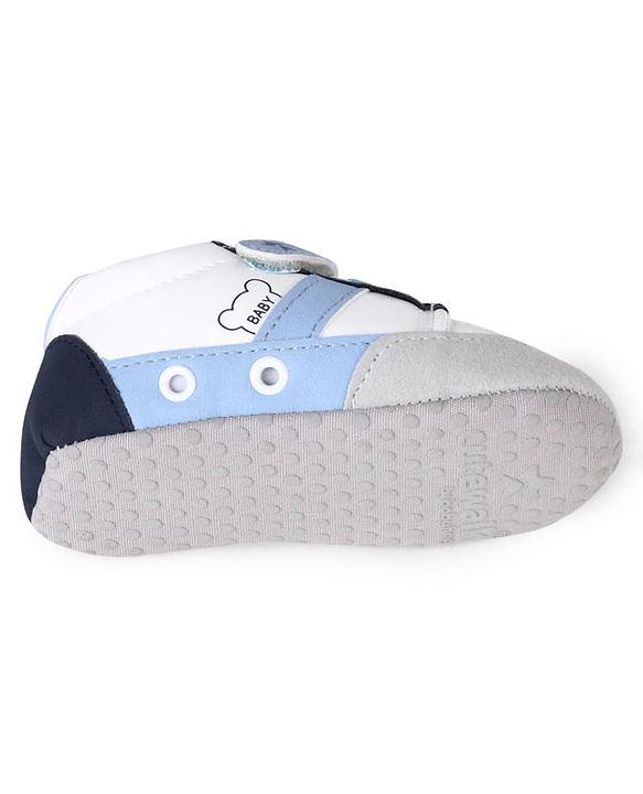 Cute Walk by Babyhug Booties with Velcro Closure & Lace Detailing - White & Pink