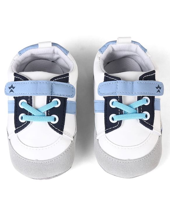 Cute Walk by Babyhug Booties with Velcro Closure & Lace Detailing - White & Pink