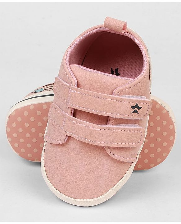 Cute Walk by Babyhug Velcro Closure Booties With Bee Embroidery - Pink