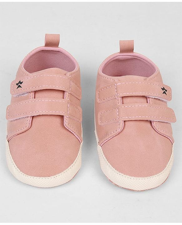 Cute Walk by Babyhug Velcro Closure Booties With Bee Embroidery - Pink