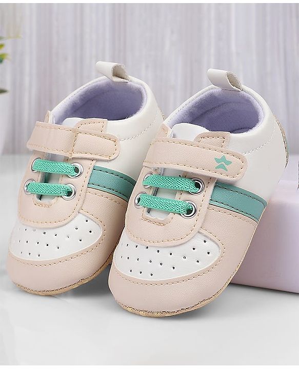 Cute Walk by Babyhug Booties with Velcro Closure & Tape Detailing - Beige