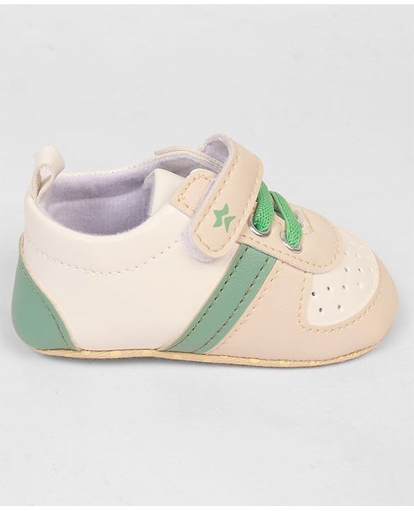 Cute Walk by Babyhug Booties with Velcro Closure & Tape Detailing - Beige
