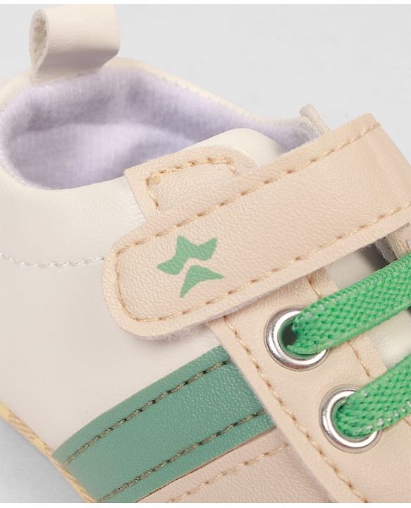 Cute Walk by Babyhug Booties with Velcro Closure & Tape Detailing - Beige