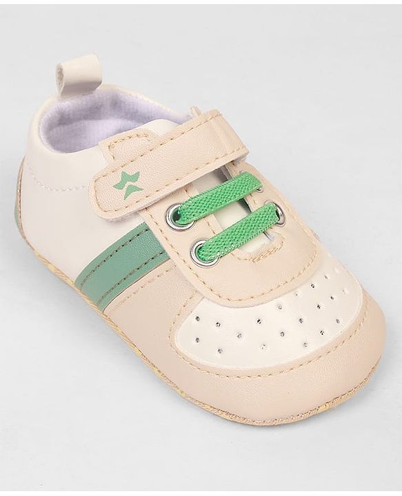 Cute Walk by Babyhug Booties with Velcro Closure & Tape Detailing - Beige