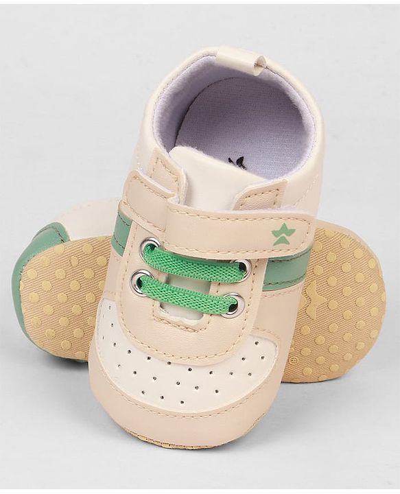 Cute Walk by Babyhug Booties with Velcro Closure & Tape Detailing - Beige