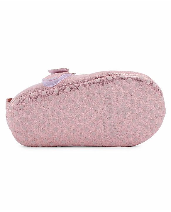 Cute Walk by Babyhug Velcro Closure Booties With Butterfly Applique - Golden