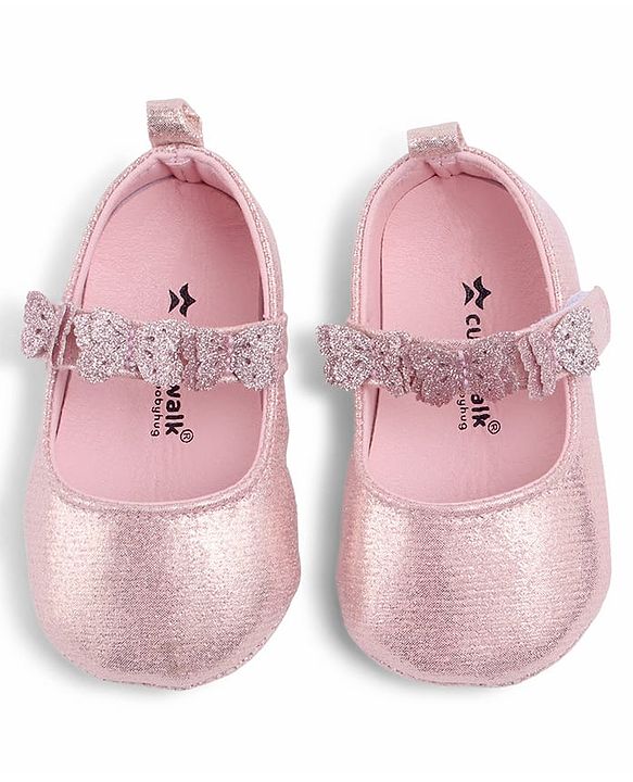Cute Walk by Babyhug Velcro Closure Booties With Butterfly Applique - Golden