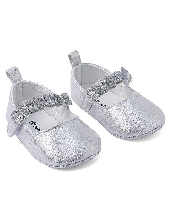 Cute Walk by Babyhug Velcro Closure Booties With Butterfly Applique - Golden