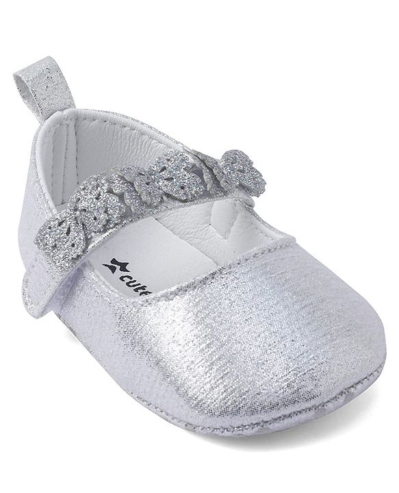 Cute Walk by Babyhug Velcro Closure Booties With Butterfly Applique - Golden