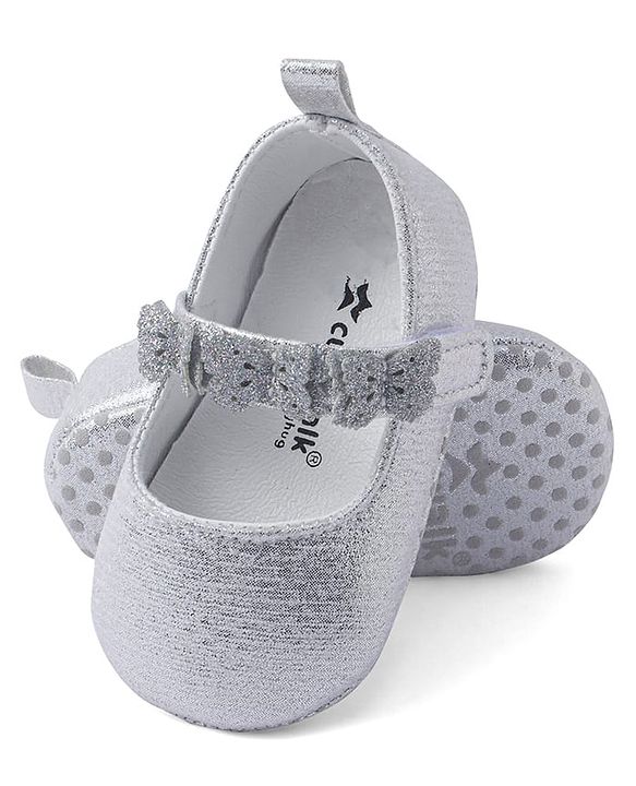 Cute Walk by Babyhug Velcro Closure Booties With Butterfly Applique - Golden
