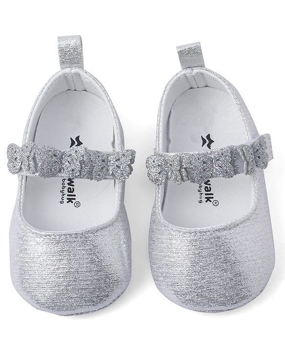 Cute Walk by Babyhug Velcro Closure Booties With Butterfly Applique - Golden