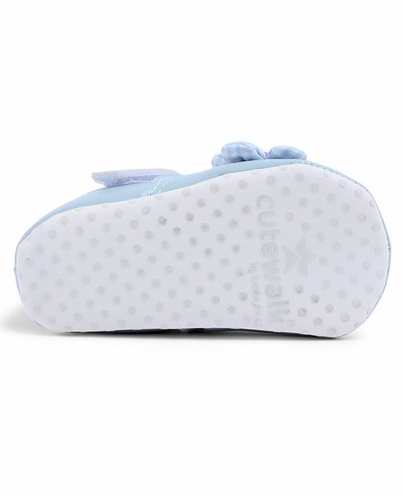 Cute Walk by Babyhug Velcro Closure Booties With Floral Applique - Blue