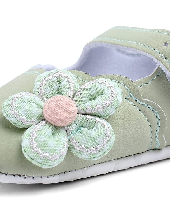 Cute Walk by Babyhug Velcro Closure Booties With Floral Applique - Blue