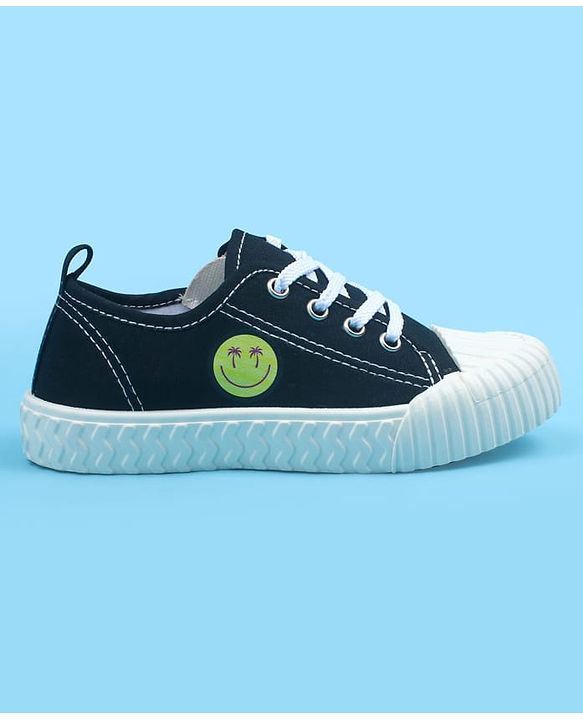 Pine Kids Casual Shoes With Zipper & Lace Up Closure - Black
